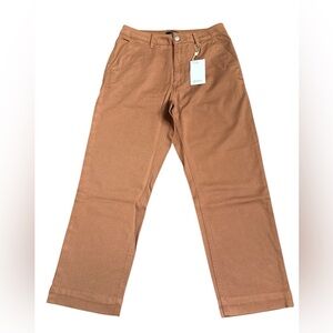 Quince Organic Stretch Cotton Twill Straight Leg Cropped Pants rust Sz 8 NWT